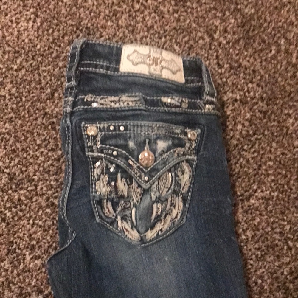 Miss Me Indigo Bootcut Jeans with Embroidered Studded Pocket